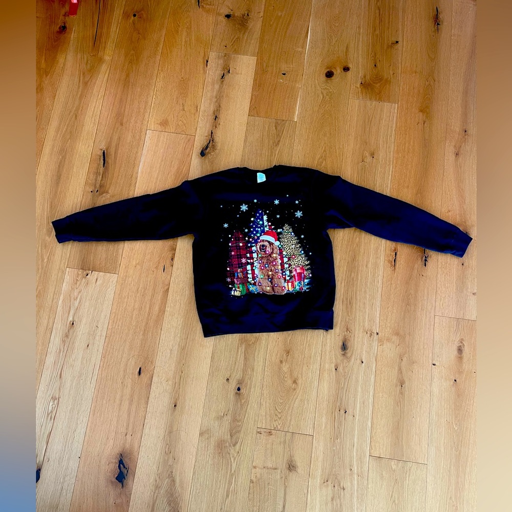 Labradoodle themed ugly Xmas sweatshirt.